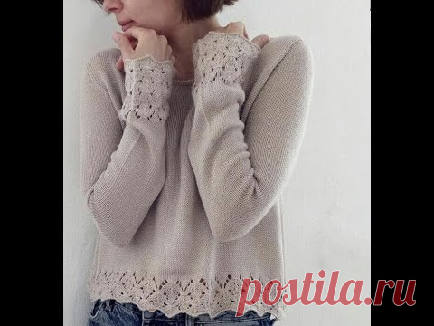 Самый простой и элегантный джемпер с ажурной каймой