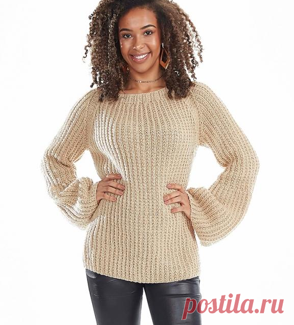 Свитер рельефной резинкой спицами