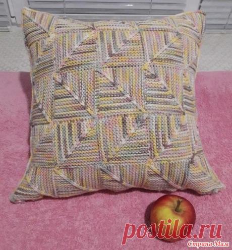 Чехол на подушку "Карусель" спицами в технике "пэчворк" - Вязание - Страна Мам