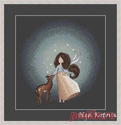 схема для вышивки крестом Лесная встреча
