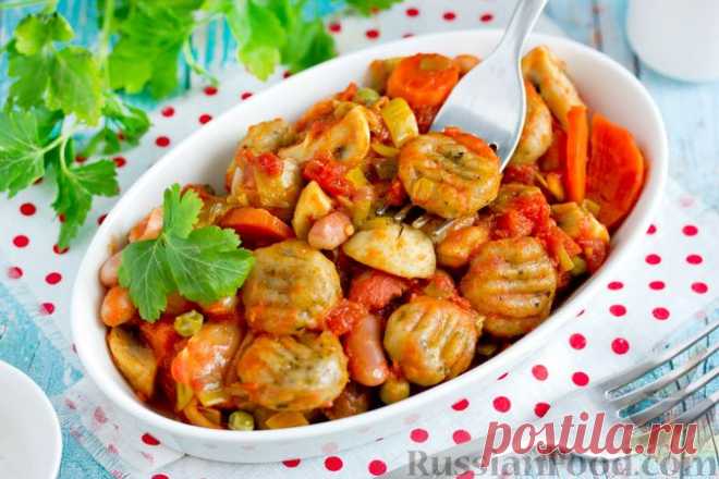 Рецепт: Овощное рагу с грибами, фасолью и клёцками на RussianFood.com