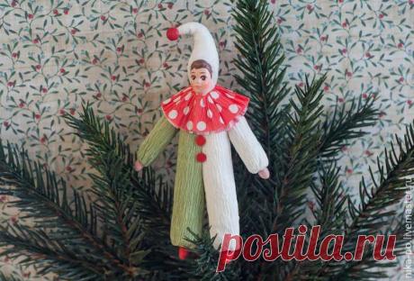 Ёлочная игрушка «Циркач» по мотивам старых игрушек из ваты и креповой бумаги - Ярмарка Мастеров - ручная работа, handmade