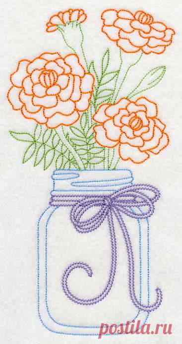 Blooming Marigolds In Mason Jar (vintage) Design (l9416) From Www AD5