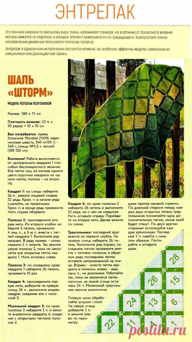 Шаль "Шторм" в технике энтрелак