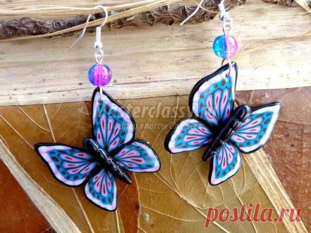 Серьги из полимерной глины. Бабочки. Мастер класс с пошаговыми фото