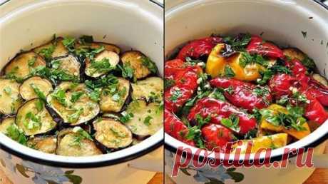 Закуска из маринованных баклажанов и перцев-гриль, пошаговый рецепт с фото