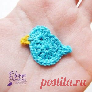 Аппликация крючком - птичка | Crochet-Story.ru
