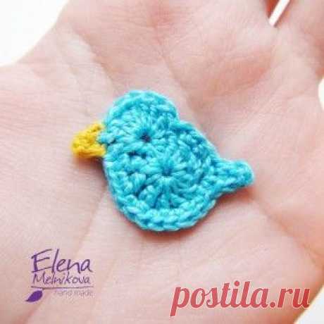 Аппликация крючком - птичка | Crochet-Story.ru