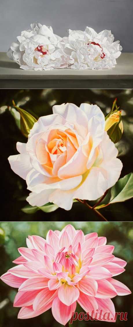 (+1) тема - Яркие реалистичные цветы от Александры Авербах | Искусство