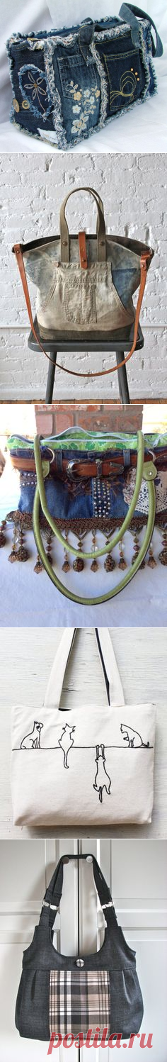 Только фото.Denim patchwork shoulder bag