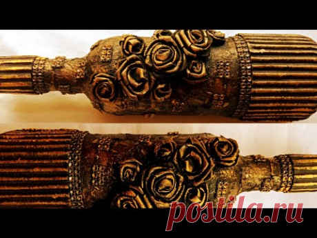 Wine Bottle Art / Antique Bottle / Altered Bottle