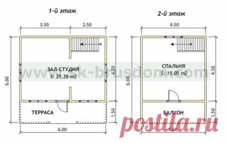 Небольшой дом с балконом и террасой по проекту Д-9 (6х6) - СК БрусДом