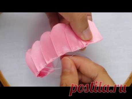 Hand Embroidery: Ribbon Work| Ribbon flower Making tutorial