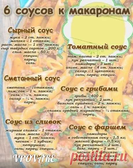 Шесть соусов к макаронам... - Семья и дом - медиаплатформа МирТесен