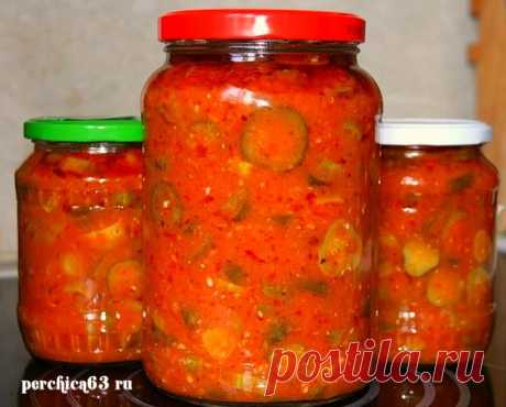 Огурчики *Хрустики* в томатной аджике