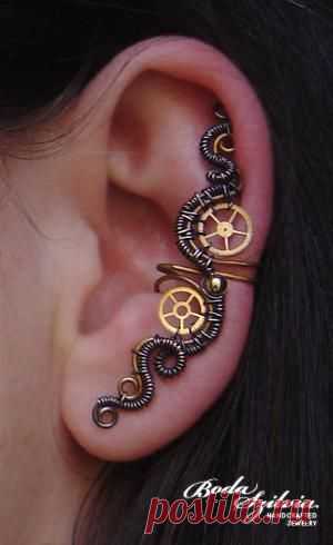 Copper and brass wire wrapped steampunk ear cuff! by jose reyes | Steampunk | Wire wrapping, Wraps and Steam punk