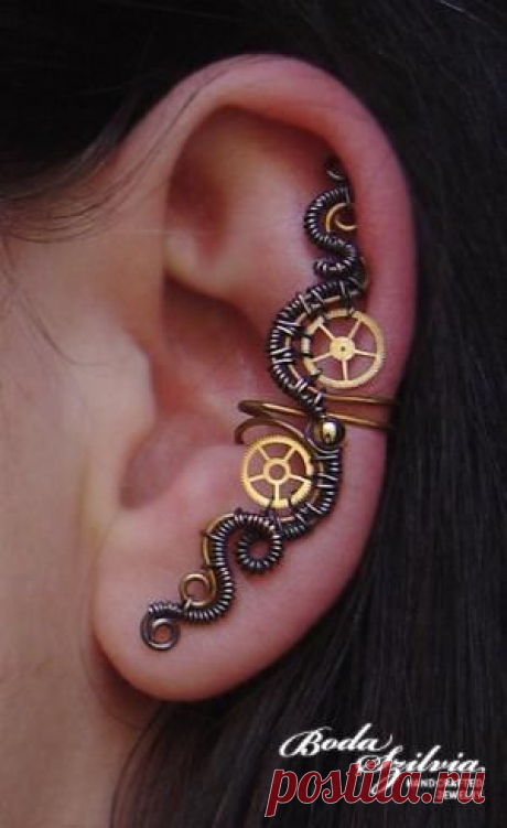 Copper and brass wire wrapped steampunk ear cuff! by jose reyes | Steampunk | Wire wrapping, Wraps and Steam punk
