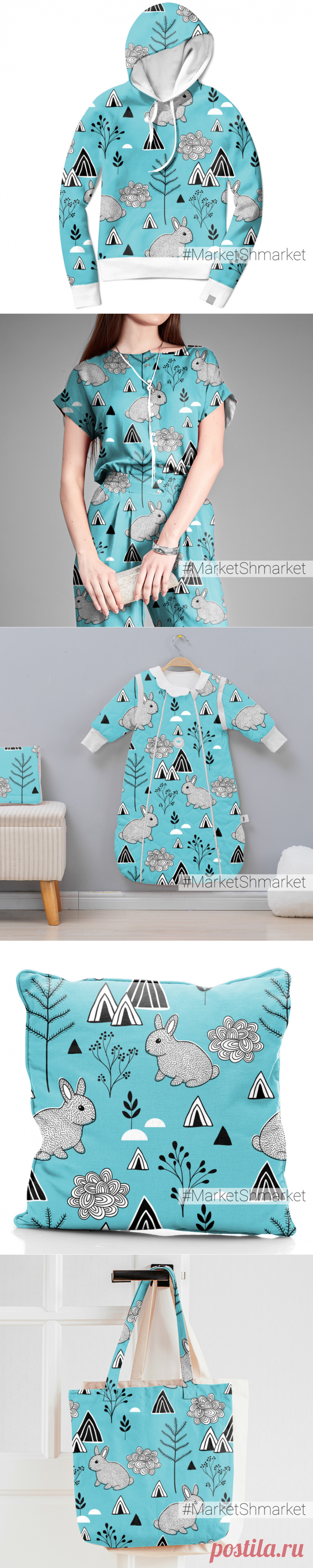 Ткань Кролики в горах - закажи на #MarketShmarket.com любая ткань с любым принтом