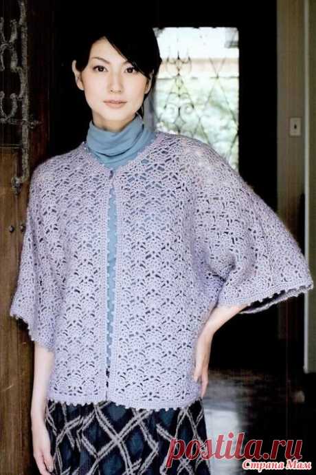 Свободный жакет с широкими рукавами. Крючок. 4372_let`s_knit_series 2016 #knit