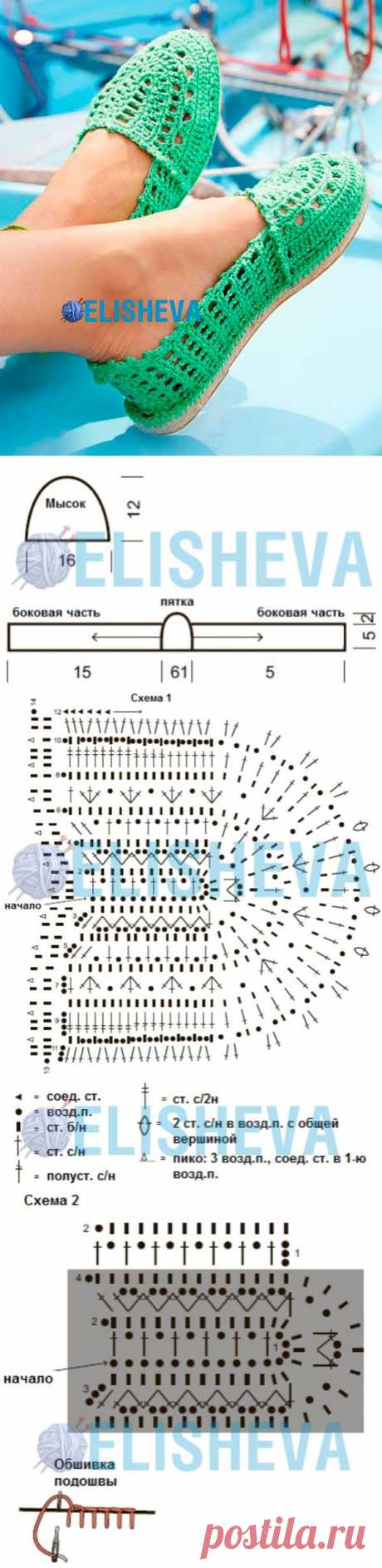 Эспадрильи от Schachenmayr, вязаные крючком
