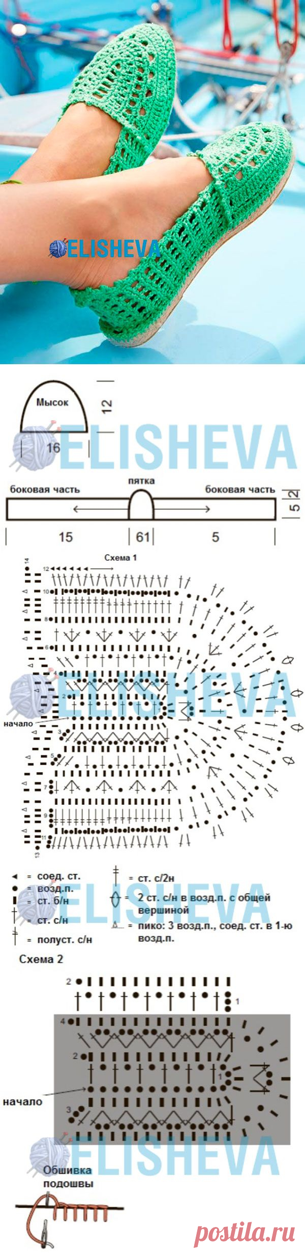 Эспадрильи от Schachenmayr, вязаные крючком