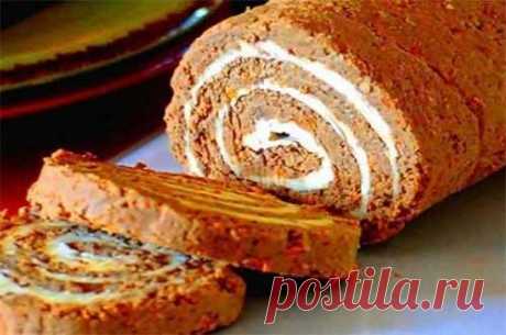 Печеночный рулет с сырной начинкой