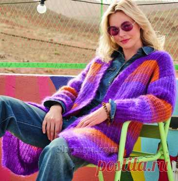 Вязаный кардиган с переходами цвета — Shpulya.com - схемы с описанием для вязания спицами и крючком