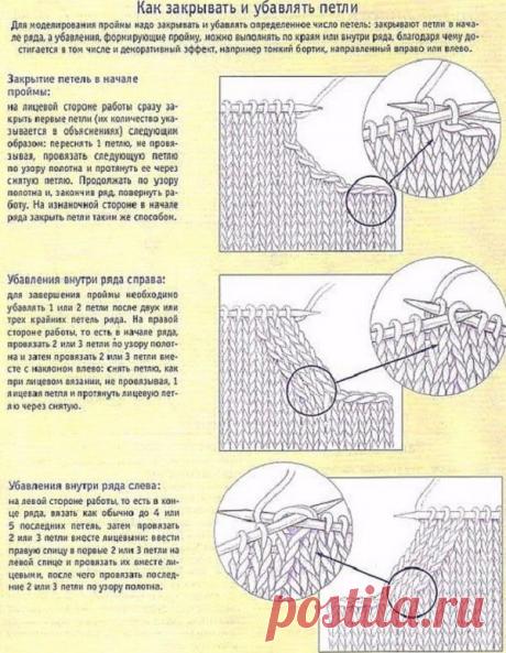Убавление петель спицами