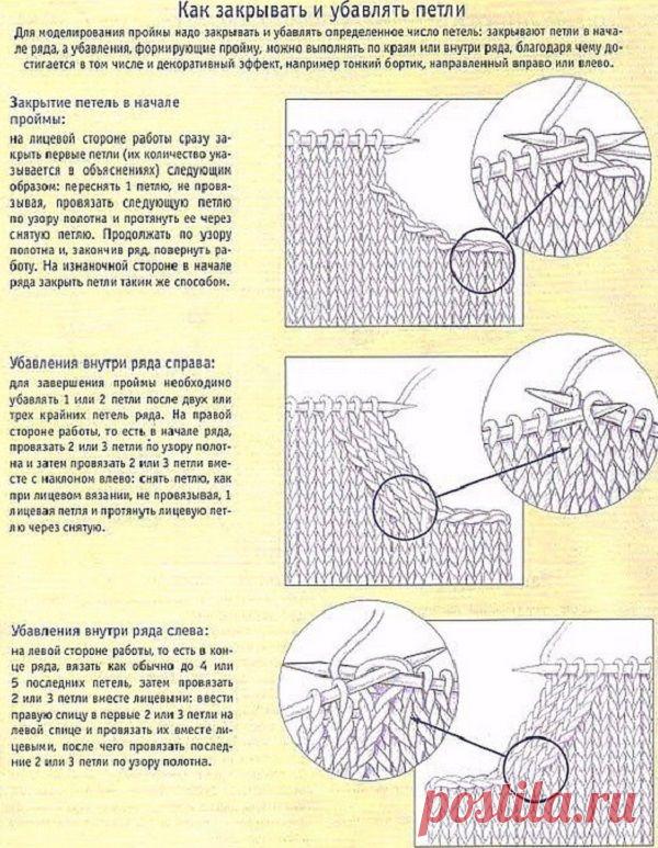 Убавление петель спицами