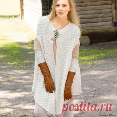 Стильная накидка спицами и в праздник и в будни