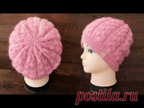 Шапка узором из вытянутых петель спицами 🔮 New Hat pattern