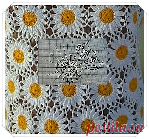 Вязание из мотивов ромашки - Вязание цветов Вязание крючком, схемы вязания
