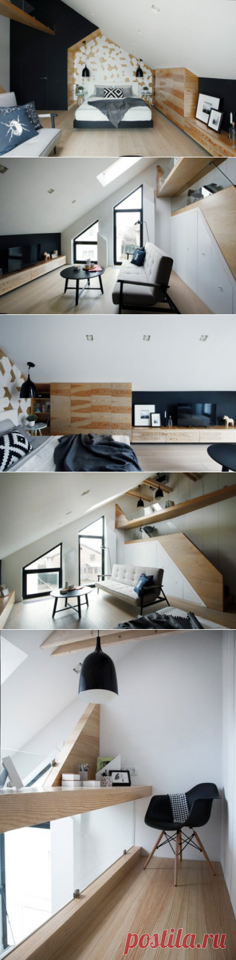 Проект недели: Спальня с кабинетом в мансарде