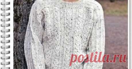 Мужской пуловер спицами с плечевой планкой