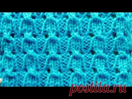 Узор спицами Резинка с ажурными дорожками - YouTube