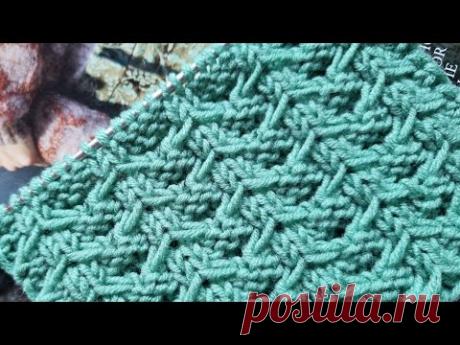 Вяжем 3d узор с эффектом ёлочки🧶❤️knitting pattern.