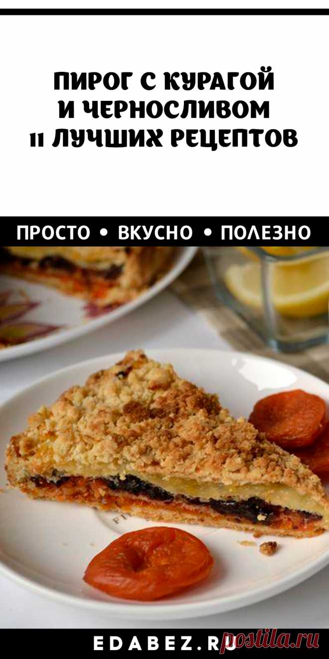 ПИРОГ С КУРАГОЙ И ЧЕРНОСЛИВОМ. 11 ЛУЧШИХ РЕЦЕПТОВ
Пирог с курагой и черносливом: 11 лучших пошаговых рецептов! Простые рецепты для простых людей! Пирог — довольно простое блюдо, которое на любом праздничном столе займет почетное место среди основных блюд, а уж на пикник или на дачу без пирога с начинкой попросту не обойтись.
Сегодня мы приготовили для вас 11 лучших рецептов пирогов, которые вы можете приготовить в любое время года и к любому празднику. 
