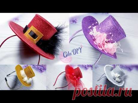 (122) DIY Hat with Headband /Шляпа из глиттерного фоамирана/New Year's hat from foamiran Новогоднaя шляпка - YouTube