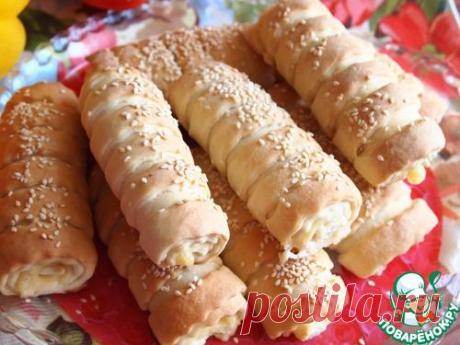 Трубочки с курицей и плавленным сыром - кулинарный рецепт