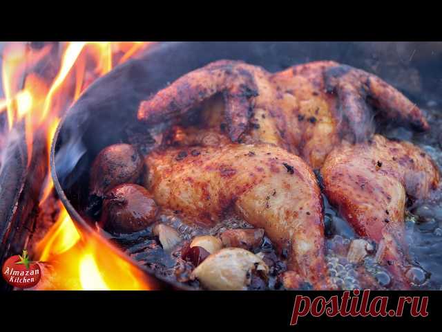 Epic Fried Whole Chicken! - feat. Mr.Ramsay the Owl Mr.Ramsay the owl helped us to find some horseradish for his signature aromatic deep-frying oil to cook our special chicken! This chicken is prepared from scratch in the mountain forest, near the half-frozen river. We infused the meat with fresh spicy mar
