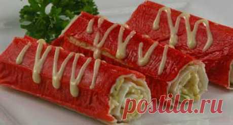 Как приготовить &quot;Аппетитные трубочки&quot; с крабовыми палочками | БУДЕТ ВКУСНО!