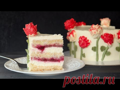 СНЕЖНАЯ ВИШНЯ🌸 НЕЖНЫЙ ТОРТ с ТВОРОЖНЫМ МУССОМ🌸 Cottage cheese cake