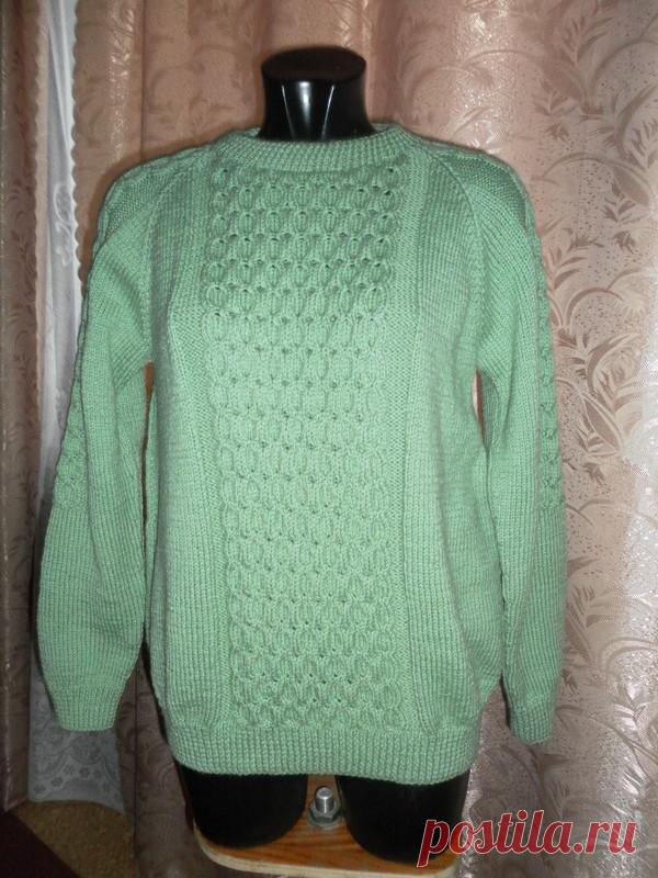 Пуловер связан из семеновской п\ш,рисунок ячейки по всему полуверу