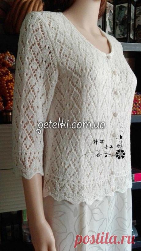 Ажурная кофточка спицами. Схемы вязания