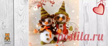 Новогодние амигуруми: снеговик с подружкой | Амигуруми крючком - Блог