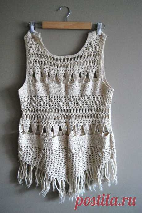 RESERVED FOR: christina yother The Fringe - Vintage Boho White Crochet Tassel…