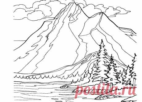 Coloring Pages Of Mountains Landscaping Mountain Free Adult