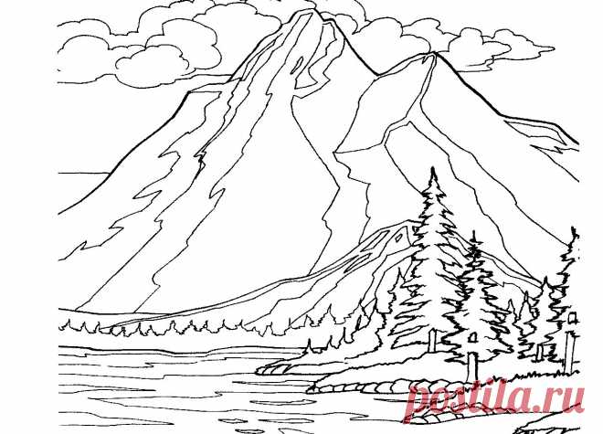 Coloring Pages Of Mountains Landscaping Mountain Free Adult
