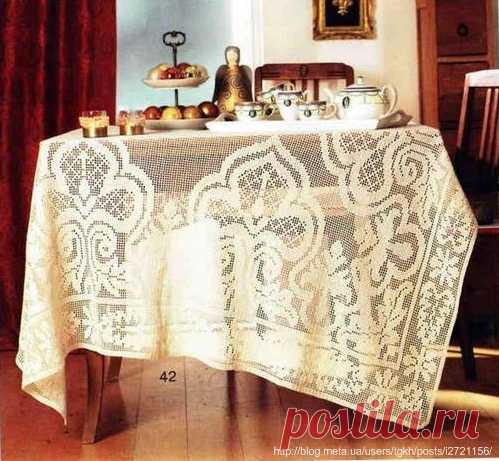 Блог "tgkh". Вязаная крючком скатерть 100 И 1 НОЧЬ (квадратная или прямоугольная), Блог пользователя tgkh