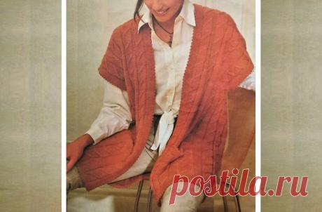 Красивый уютный жилет, связанный узором из «кос» (с описанием вязания) | Идеи рукоделия | Дзен